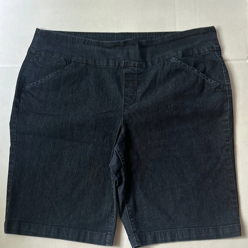 Style & Co High-Waisted Denim Bermuda Shorts - XL - Dark Wash